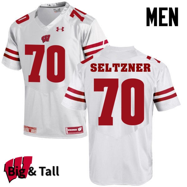 Wisconsin Badgers Men's #70 Josh Seltzner NCAA Under Armour Authentic White Big & Tall College Stitched Football Jersey VY40A52OH